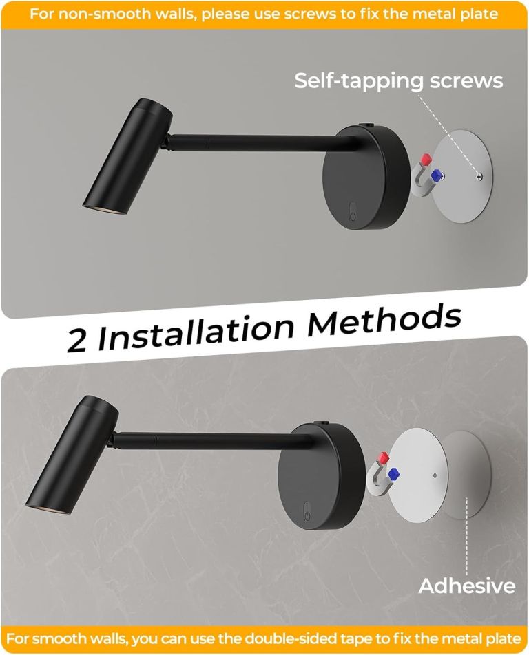picture light for wall, battery operated art light for paintings cct dimmable recharging gallery battery wall light with remote control for living room gallery dartboard art bathroom 2pcs Wall light installation using screws or adhesive