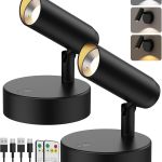 Black adjustable LED spotlight lamps with remote controls