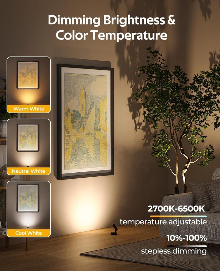 Adjustable LED picture light with colour temperature settings