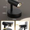 Compact black adjustable spotlight with dimensions shown