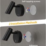 Wall spotlight with screw or adhesive installation options