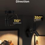 Adjustable black wall spotlight with rotation angles