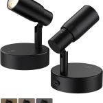 Black adjustable LED wall spotlight with round base