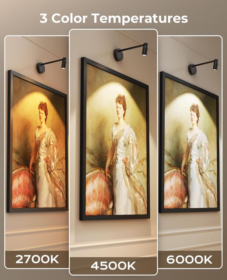 Artwork under three different light colour temperatures