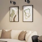 Modern living room with abstract wall art