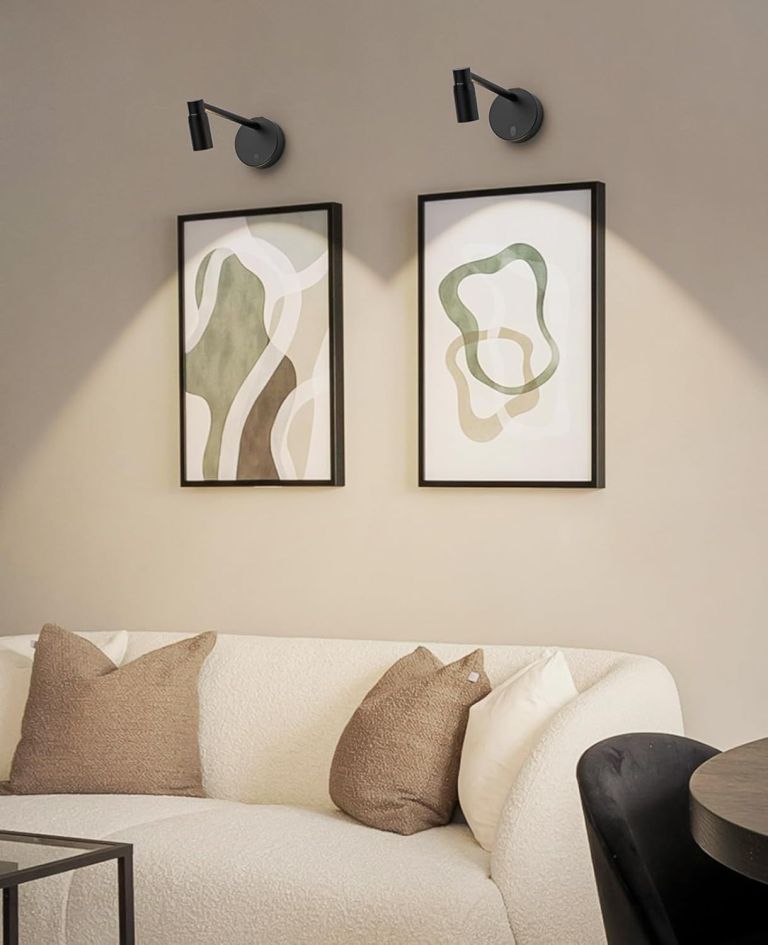 Modern living room with abstract wall art