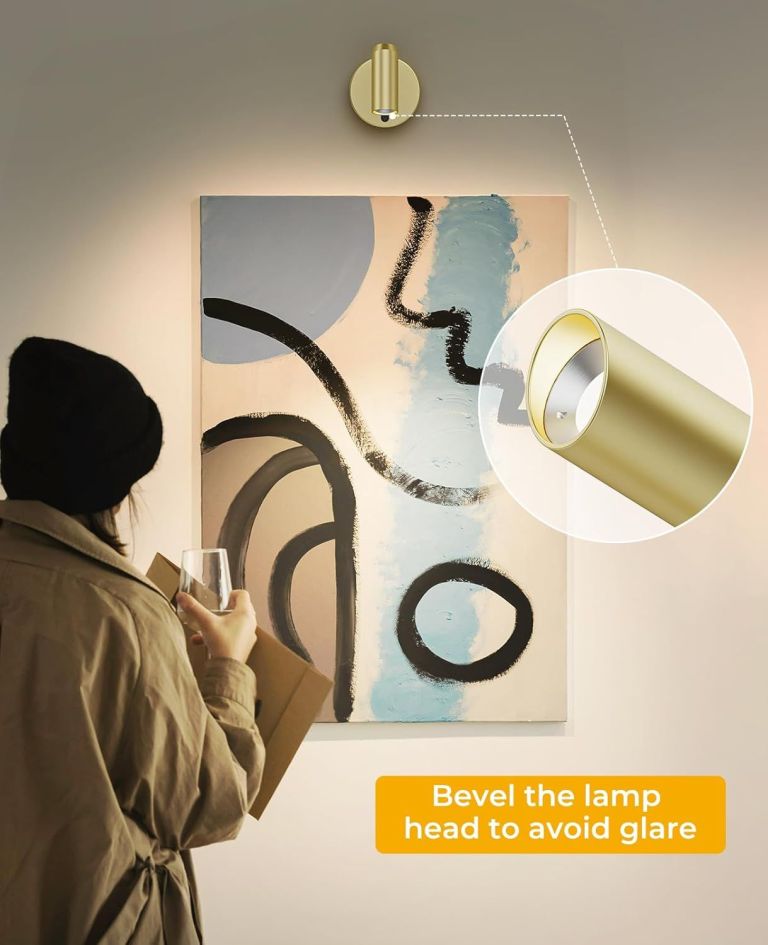 picture light for wall, battery operated art light for paintings cct dimmable recharging gallery battery wall light with remote control for living room gallery dartboard art bathroom Brass wall sconce illuminating abstract painting indoors