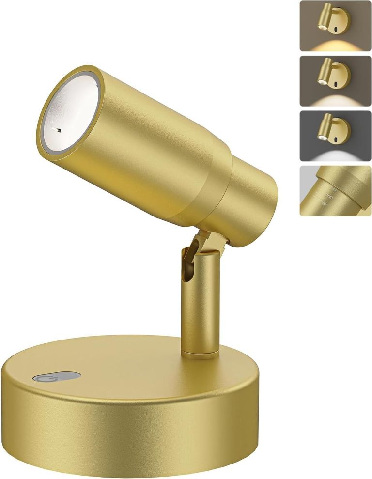Gold adjustable LED spotlight wall light