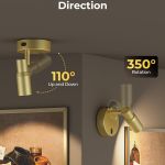 Gold adjustable wall spotlight with rotation angles