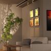 spot lights indoor, rechargeable picture light with remote, dimmable cct spotlight for wall art, 6000mah battery uplights indoor with timer for plant artwork painting sofa corner light gold Modern living room with sofa, plant and artwork