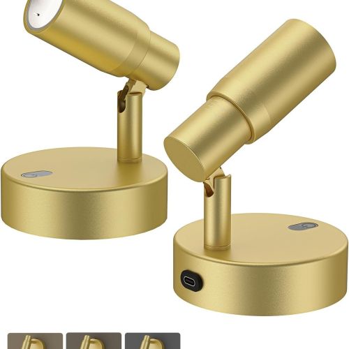 Gold adjustable wall-mounted LED spotlight lamps