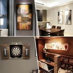 Wall-mounted picture lights illuminating artwork and interiors