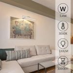 Wall-mounted picture light above framed artwork
