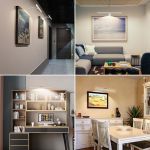 Picture lights illuminating framed artwork in home interiors