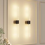 v1171 cb bom001617 00.jpg Modern vertical LED wall sconces on beige wall
