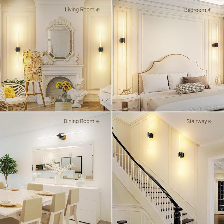black battery operated wall sconce set of 2, rechargeable wireless wall lights with remote and touch, 360° rotatable sconces wall decor for bedroom living room (23.62 inch, 2 pack) Modern wall sconces in stylish home interiors