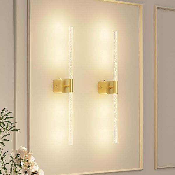 Modern gold wall sconces with vertical LED light bars