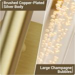 gold battery operated wall sconce set of 2, rechargeable wireless wall lights with remote and touch, 360° rotatable sconces wall decor for bedroom living room (23.62 inch, 2 pack) Brushed copper-plated silver body with champagne bubbles
