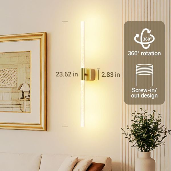 Modern vertical wall light with 360-degree rotation