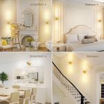 gold battery operated wall sconce set of 2, rechargeable wireless wall lights with remote and touch, 360° rotatable sconces wall decor for bedroom living room (23.62 inch, 2 pack) Modern gold wall sconces in stylish home interiors