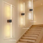 black battery operated wall sconce set of 2, rechargeable wireless wall lights with remote and touch, 360° rotatable sconces wall decor for bedroom living room (31.49 inch, 2 pack) Modern LED wall lights along staircase