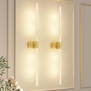 Modern gold wall sconces with vertical LED lights