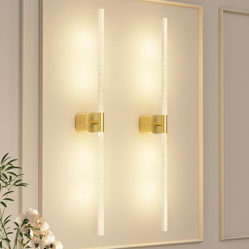 Modern gold wall sconces with vertical LED lights