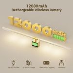 gold battery operated wall sconce set of 2, rechargeable wireless wall lights with remote and touch, 360° rotatable sconces wall decor for bedroom living room (31.49 inch, 2 pack) 12000mAh rechargeable wireless battery promotional graphic