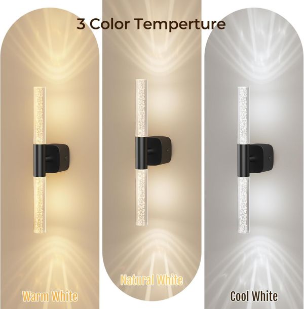 Wall light showing three colour temperature options