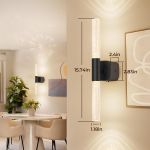 Modern black wall sconce with dimensions displayed