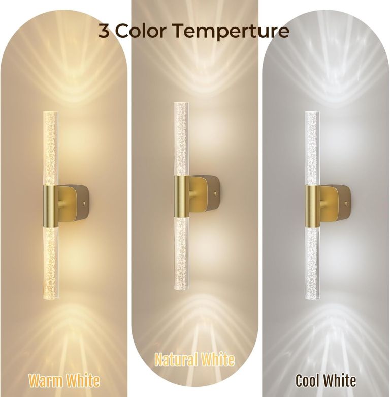 Wall light showing three colour temperature options