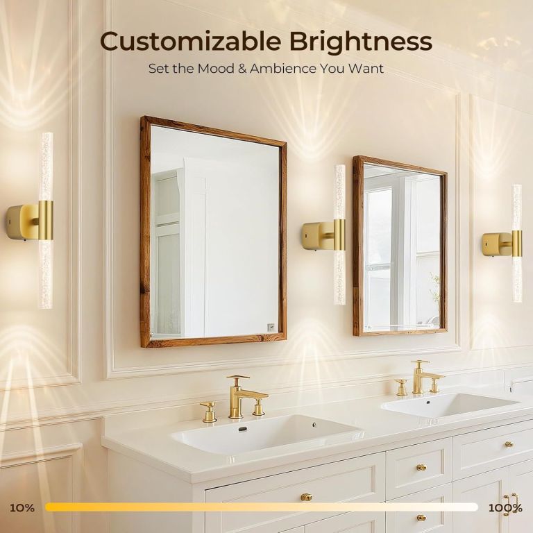 Modern bathroom vanity with adjustable wall sconces
