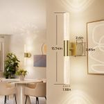 Modern gold wall sconce with dimensions displayed