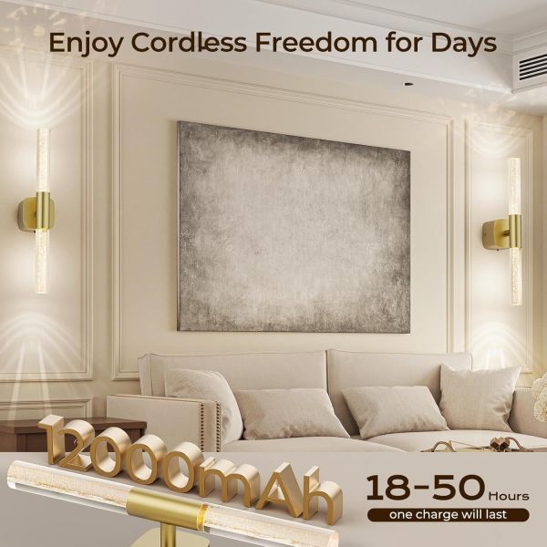 Cordless wall sconces in modern living room