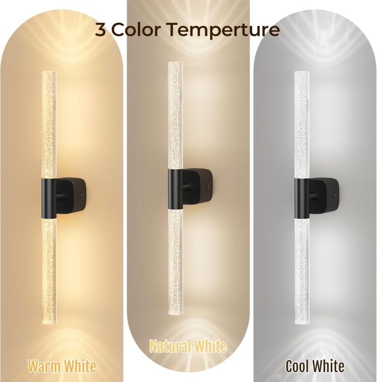 Wall light showing three colour temperature options