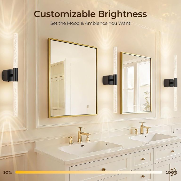 Bathroom mirrors with adjustable wall lighting sconces