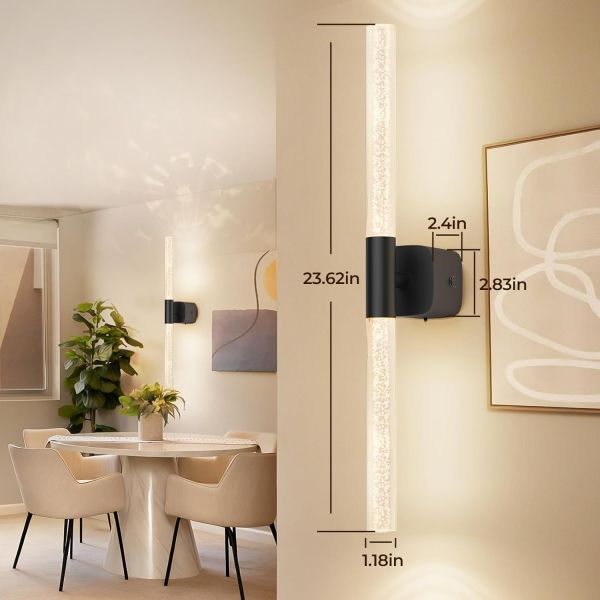 Modern vertical LED wall sconce with dimensions