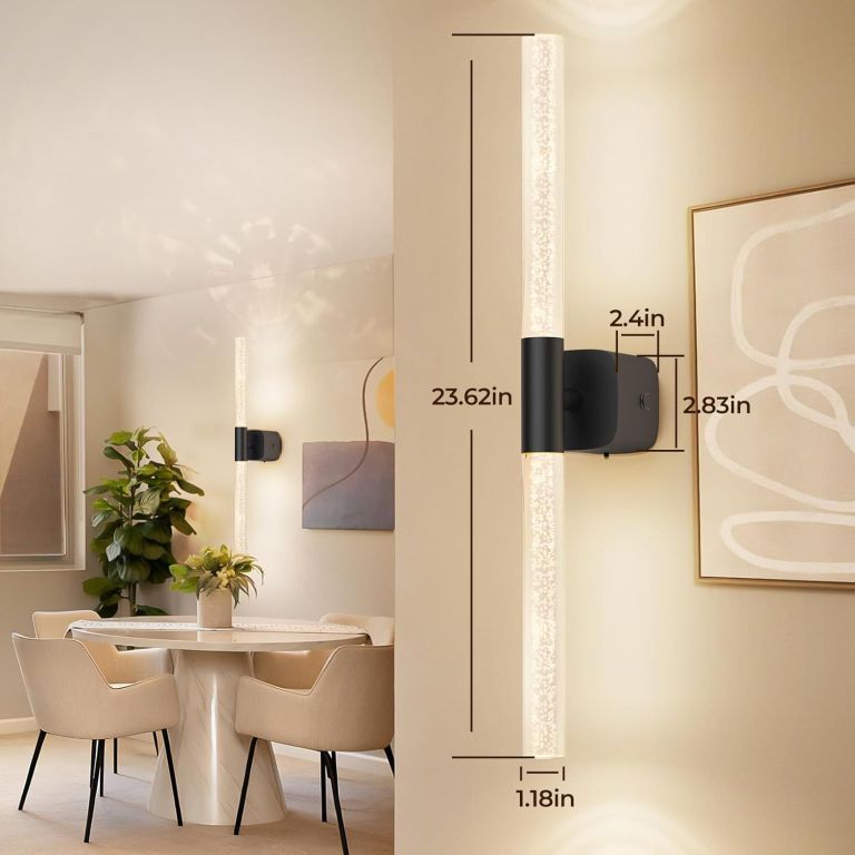 Modern vertical LED wall sconce with dimensions