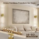 Modern cordless wall lights in elegant living room