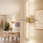 Modern gold wall sconce with dimensions displayed