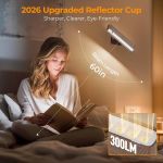 Woman reading under wall-mounted LED light