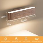 Wooden wall-mounted LED light bar with dimensions