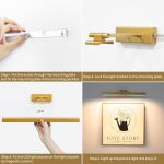 picture light battery operated, 16in wireless art light for paintings cct dimmable recharging battery picture light with remote control for gallery dartboard art bedroom bathroom gold Installing gold LED picture light above framed artwork