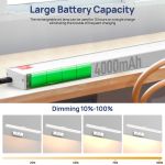 picture light battery operated, 16in wireless art light for paintings cct dimmable recharging battery picture light with remote control for gallery dartboard art bedroom bathroom white Rechargeable art lamp with 4000mAh battery display