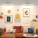 picture light battery operated, 16in wireless art light for paintings cct dimmable recharging battery picture light with remote control for gallery dartboard art bedroom bathroom white Modern living room with gallery wall art