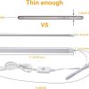 dimmable led under cabinet lighting,5v usb powered closet light bar with touch sensor,plug under counter strip lights with 3 color temperature for kitchen cupboard shelf bookcase (11.2inch 2pack) Slim USB LED light bar with dimensions shown