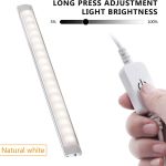 dimmable led under cabinet lighting,5v usb powered closet light bar with touch sensor,plug under counter strip lights with 3 color temperature for kitchen cupboard shelf bookcase (11.2inch 2pack) Dimmable LED light bar with handheld controller