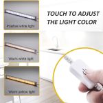 dimmable led under cabinet lighting,5v usb powered closet light bar with touch sensor,plug under counter strip lights with 3 color temperature for kitchen cupboard shelf bookcase (11.2inch 2pack) Adjustable LED light bar with three colour modes