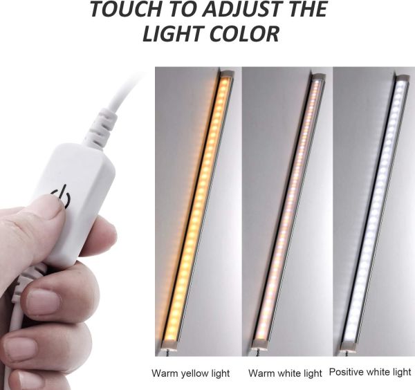 dimmable under cabinet led lighting, smart touch memory function, 5v usb powered led closet light bar cct color changing (50cm 2 pack) LED light bar with adjustable colour settings