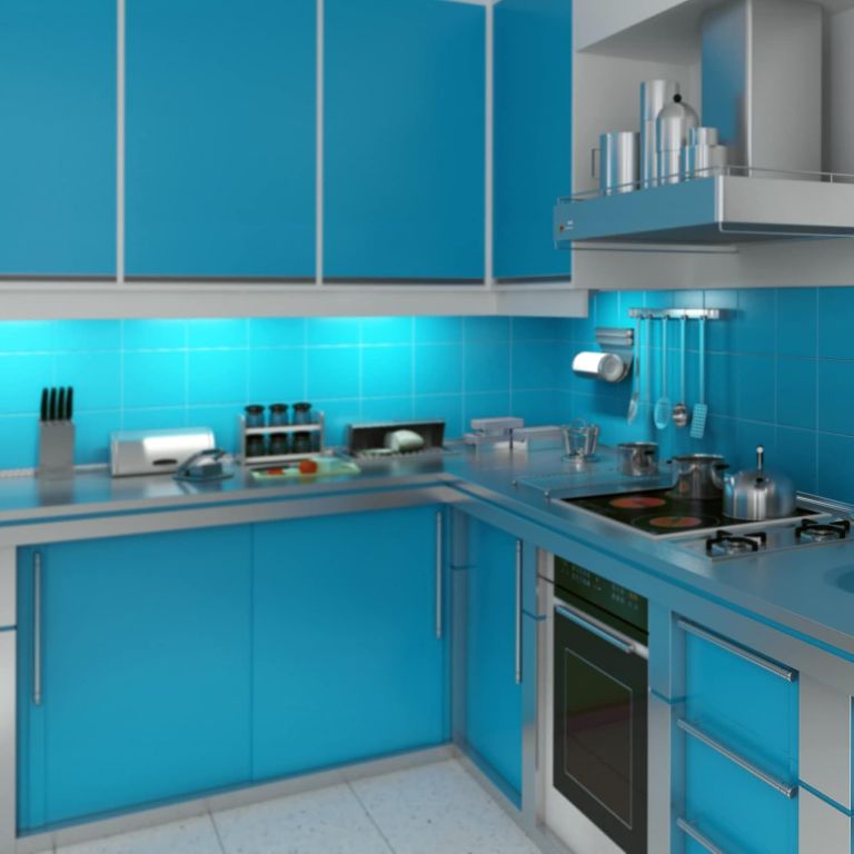 dimmable under cabinet led lighting, smart touch memory function, 5v usb powered led closet light bar cct color changing (50cm 2 pack) Modern turquoise kitchen with stainless steel appliances